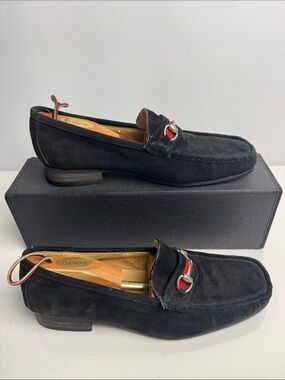Moretti Black Label Mens Slip On Suede Loafers Shoes Black Size 9.5